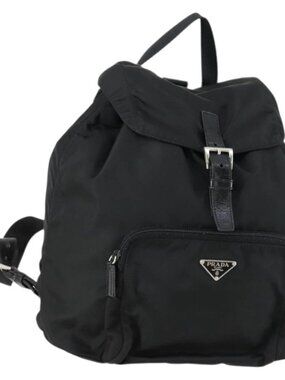 PRADA Backpack Nylon Black Silver Auth 156118